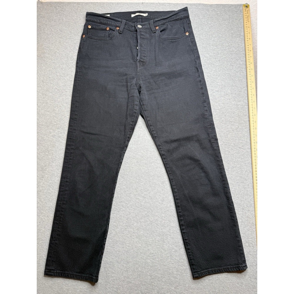Levis Jeans Womens 30 Black Wedgie Straight Button Fly High Rise Ripped Denim